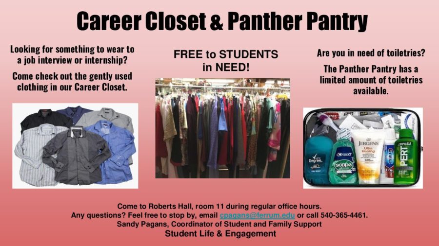 The flyer above was circulated towards students to give awareness to the Career Closet and Panther Pantry. 