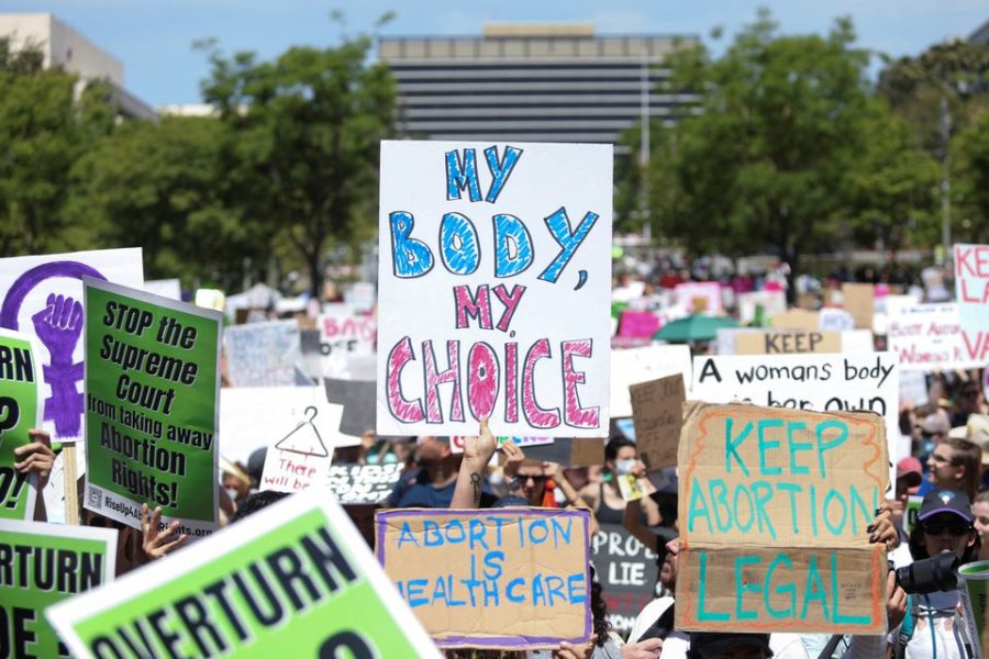 Protests like the one pictured above have popped up all over the country. Many signs like the ones seen here have urged for maintaining a womans rights. 