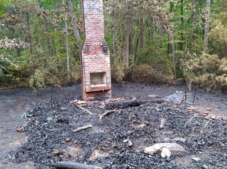 All that remains of the Thoreau cabin is the charred chimney.