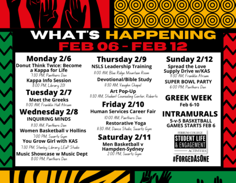 The calendar above shows this weeks activities schedule.