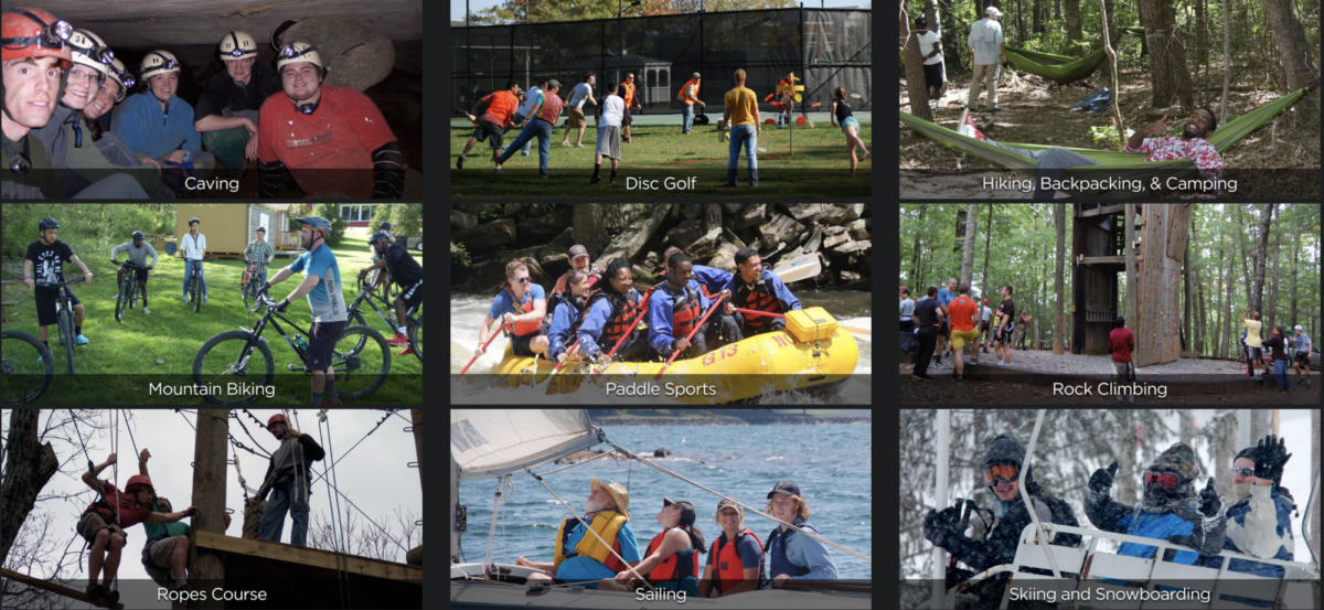 The+Norton+Outdoor+Adventures+website+shows+an+array+of+activities+available+to+students.