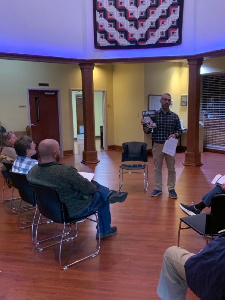  Guest Speaker Paul Chapman raves about the many upcoming opportunities and events for members of the community offered by Franklin County Parks and Recreation at the February meeting of Ferrum Forward. 