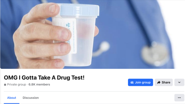 A Facebook group has been started to allow people to share their experiences with drug testing.