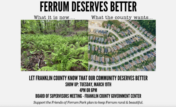 Friends of Ferrum Park is hoping to get as many people to tomorrows Board of Supervisors meeting as possible. 
