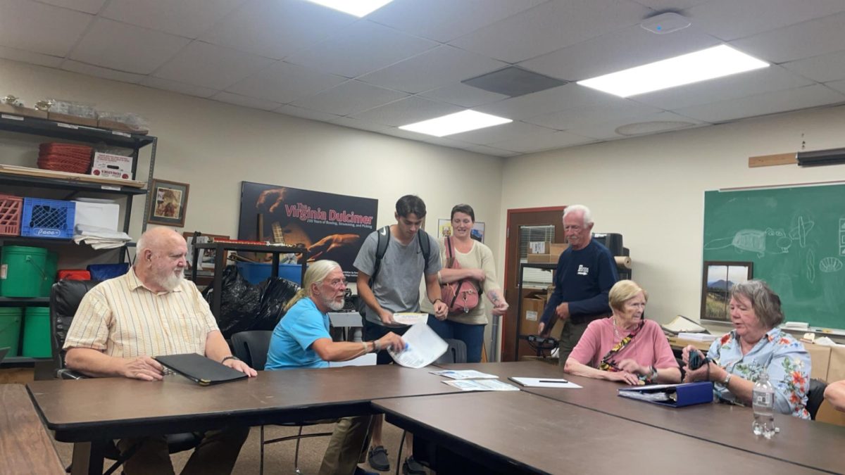 Ferrum Forward Chair Burton White, left, and Vice Chair Bob Pohlad discuss plans for FF and Friends of Ferrum Park.
