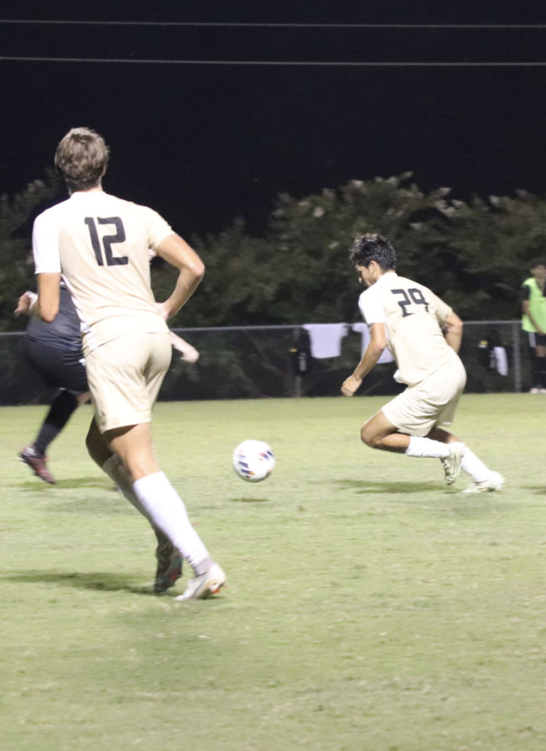 Jonathan Nacacio, junior, scored three goals in the men's opener against Warren Wilson last Friday.