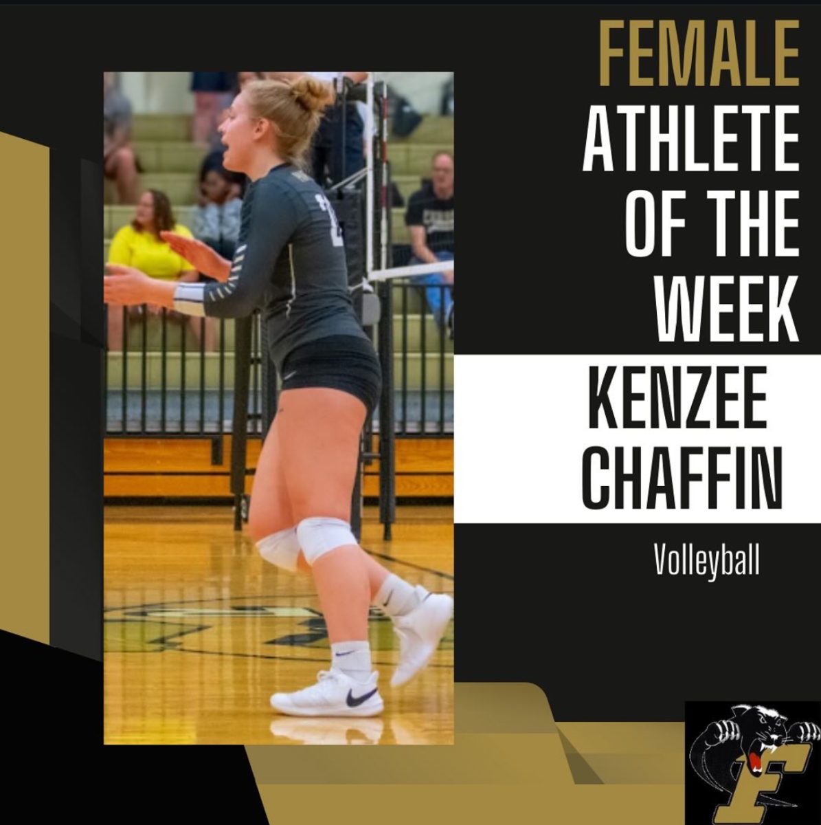 Junior Kenzee Chaffin was awarded Ferrum's female athlete of the week.