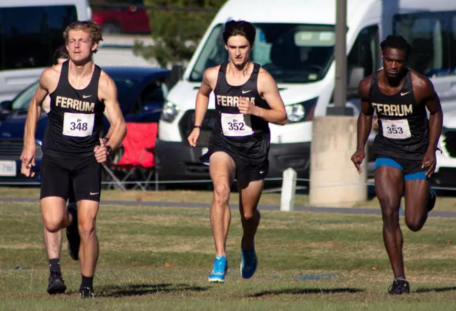 The Men's Cross Country team warms up before the ODAC championships. 