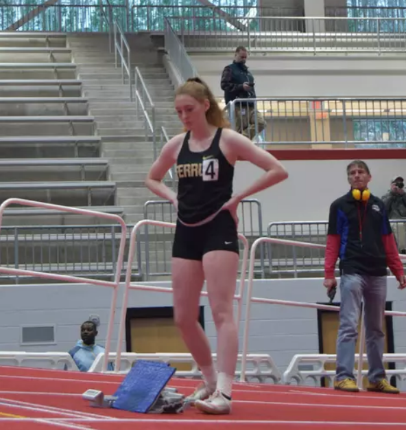 Senior Jordan Booker prepares for her next race at the Finn-Pincus Invitational.