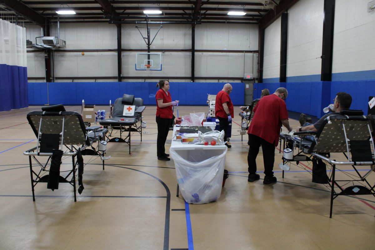 Red Cross workers staff the Ferrum Blood drive, Feb. 10.