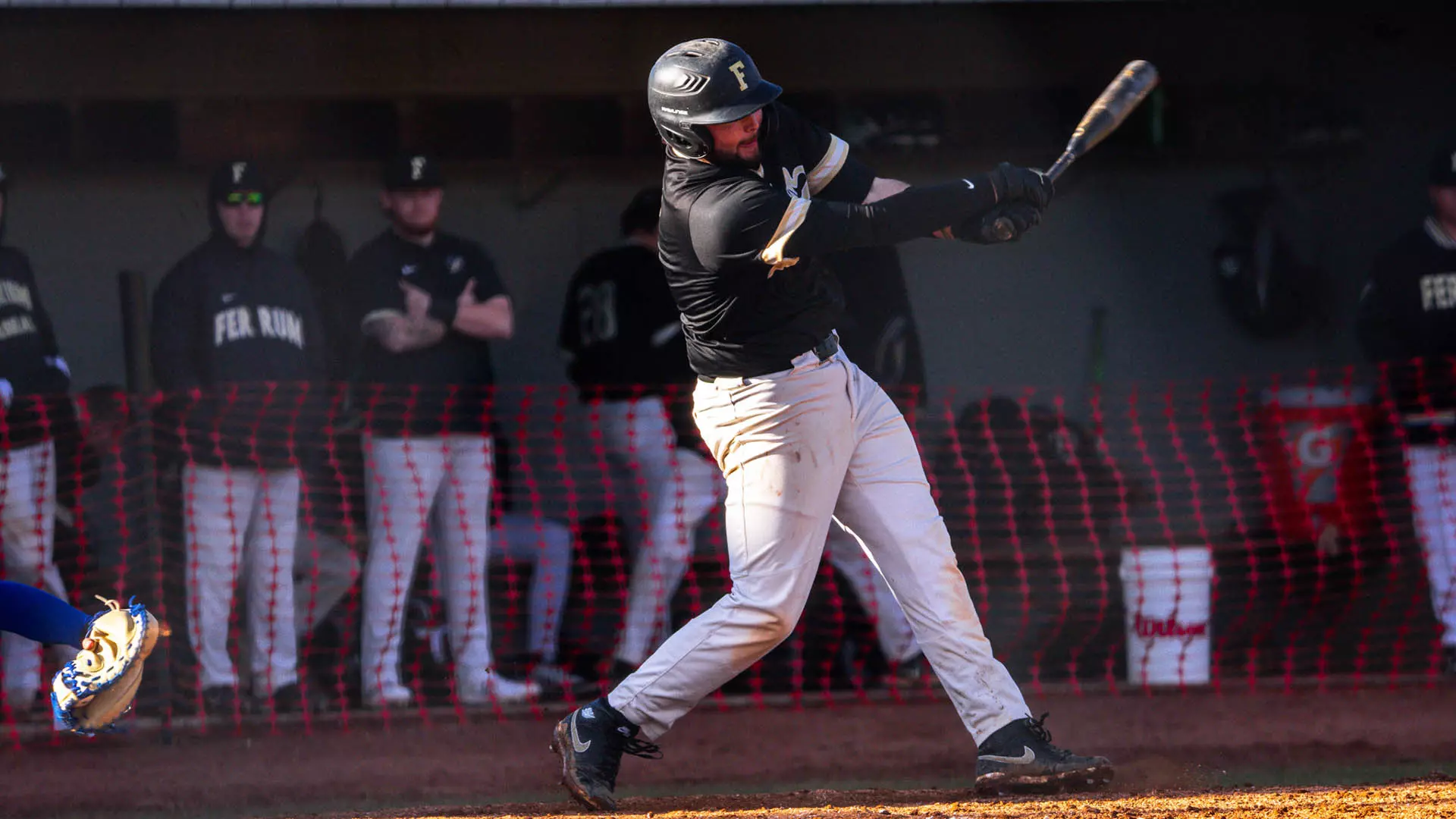 Senior Shawn Baxter takes an at-bat during the blowout of Hampden Sydney.