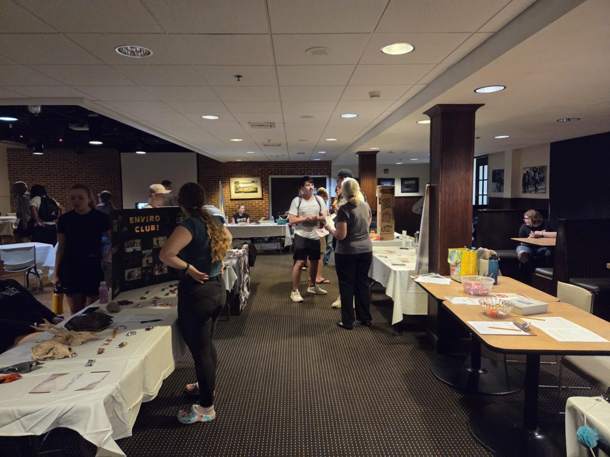 Students peruse different booths at the Club Fair.