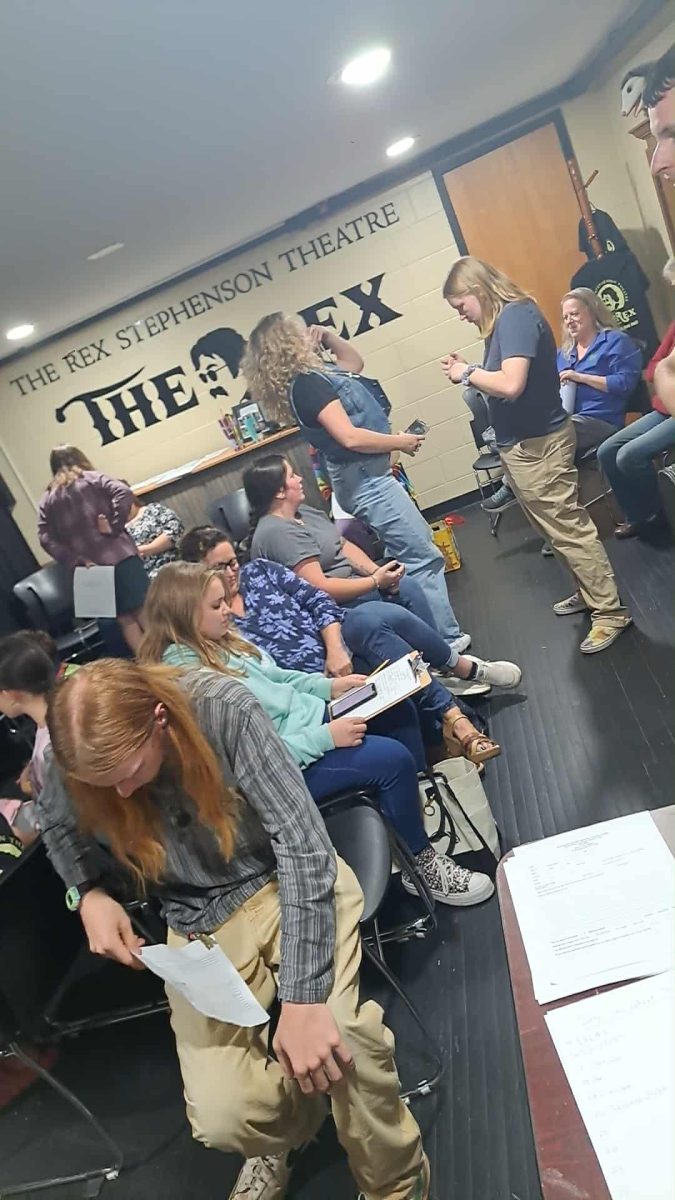 Students and community members await their turn to audition for Emmet Otter.