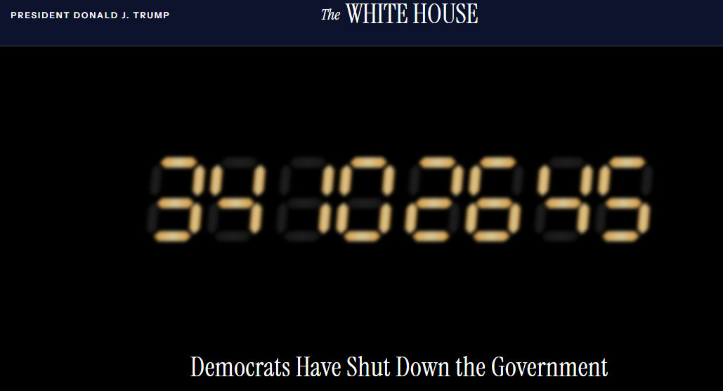 Government Shut Down Clock, from the White House Website