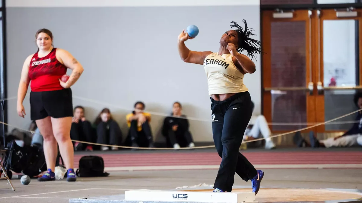 Zenallah Hatcher-Simmons throws a season-best for the Panthers in the women's shot-put.