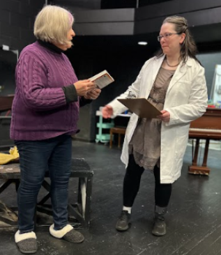 From left, Becky Prophet and Theatre Professor Rebecca Crocker rehearse their roles for "Grandma Gatewood". 