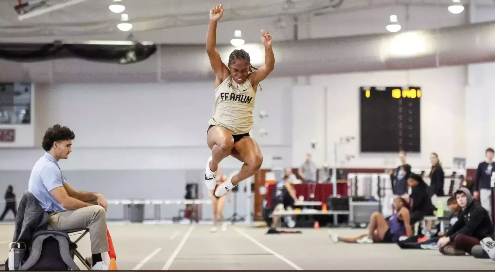 First-year Dezyre Christians competes in the women's long jump event at the VMI Winter Classic.