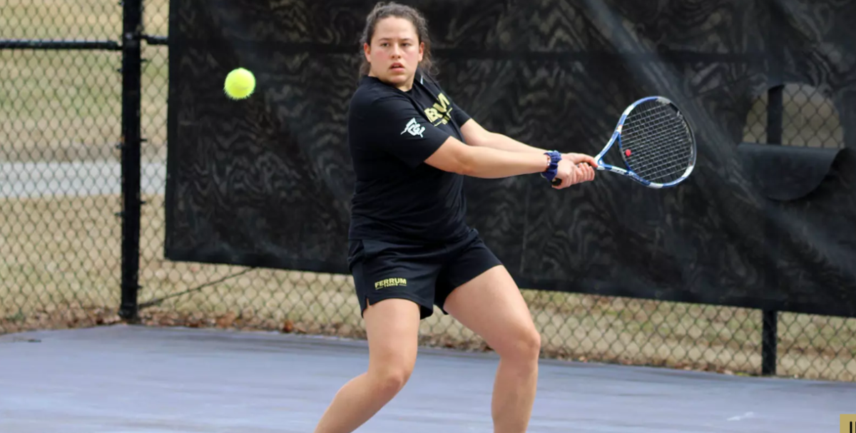 Bianca Solorzano, first-year, rears back for a backhand winner. 