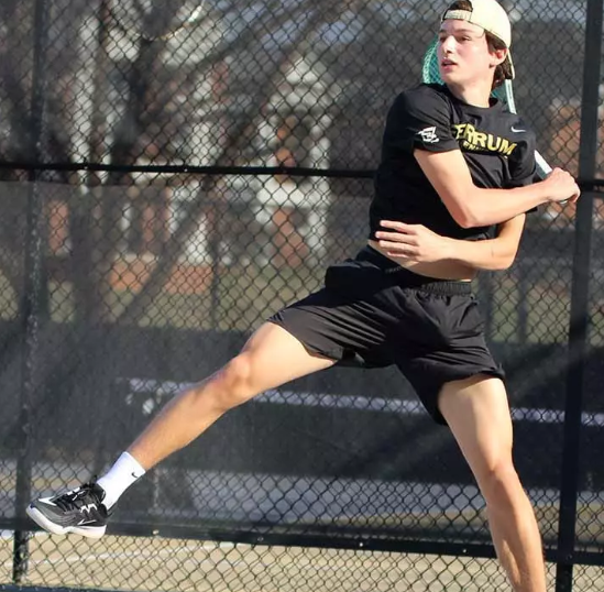First-year Emanuel Ferreira serves up some heat for the Panther tennis team.