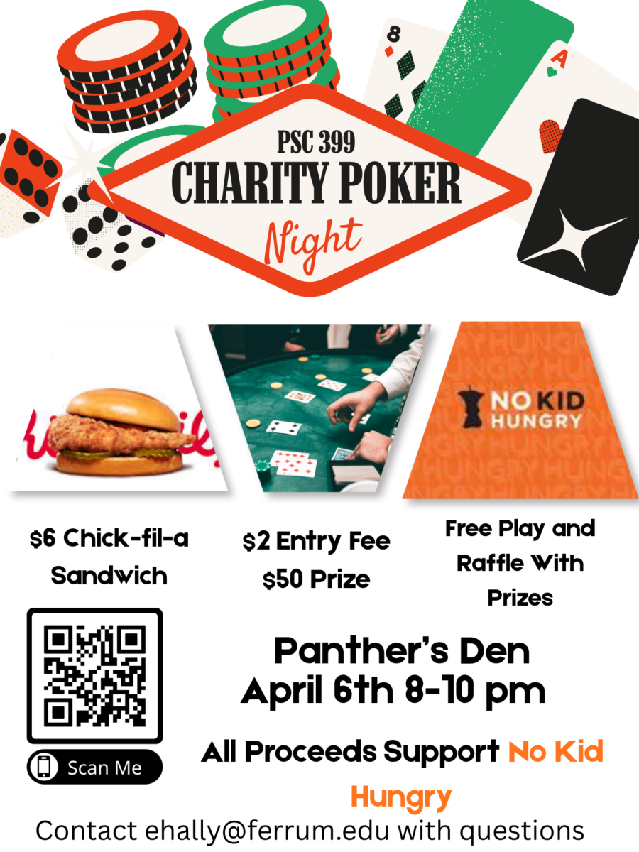 Professor Ed Hally's Service Learning and Citizenship class is hosting a charity poker night on Mon., April 6. 