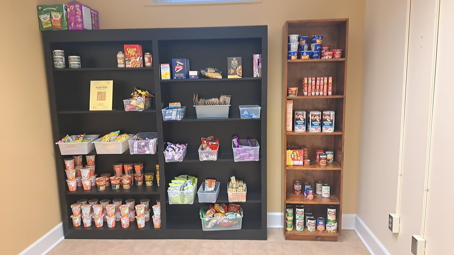 The food pantry in Roberts Hall has been restocked to further aid students.