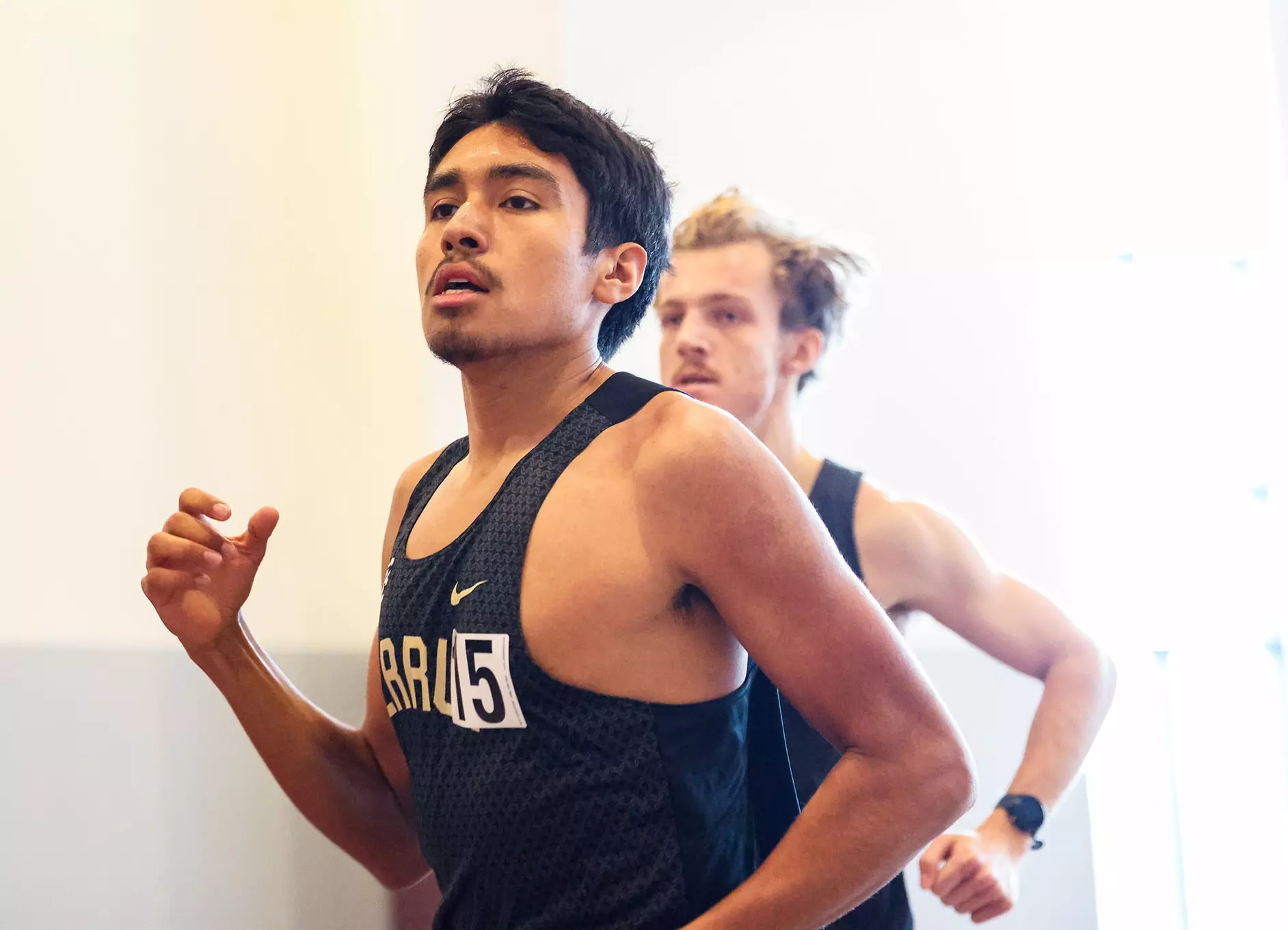 First-year Carlos Menendez posts a personal-best in the 1500-meter race. 