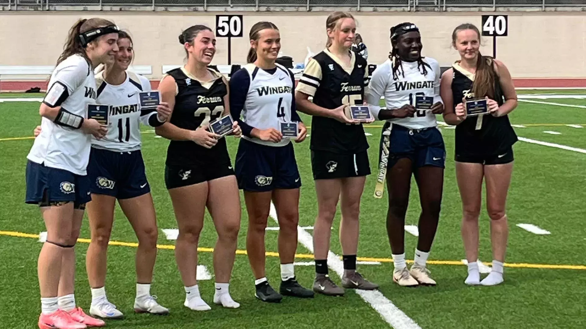 Ferrum's (Left to Right in Black Jerseys) Jaden Hiers, Samantha Pitzer, and Macy Taylor were named to the All-Tournament Team.